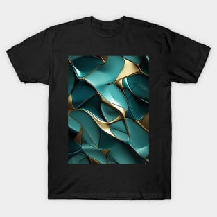 Funky Facade: Trompe-l’oeil Green Turquoise and Gold T-Shirt